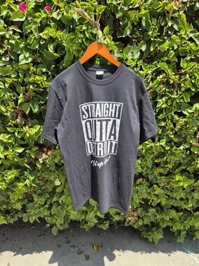 ATC Straight Outta Detroit T Shirt Men's Medium Faded Black Hip Hop Graphic